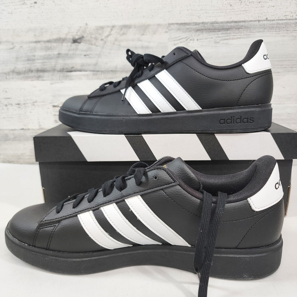 Adidas Grand Court 2.0 Sneakers Men 12 Black White Stripe NWB Casual Sportswear